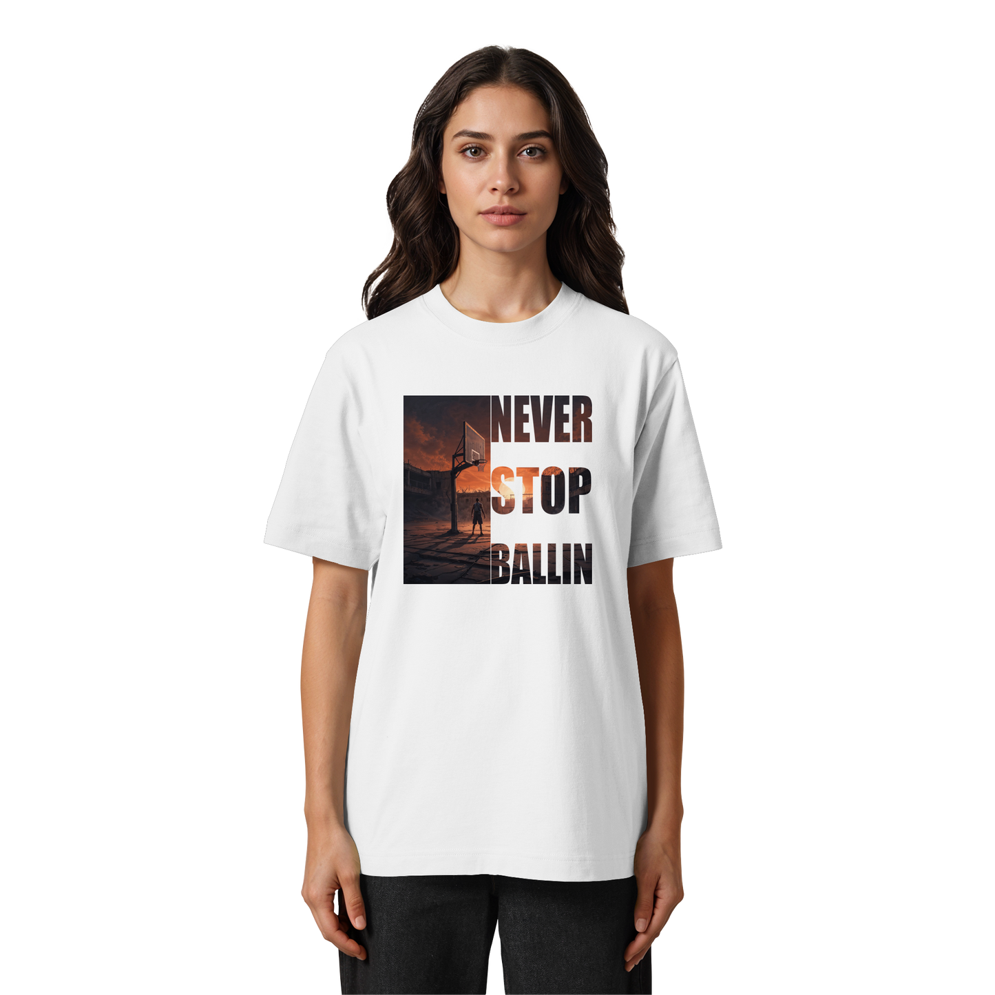 NEVER STOP BALLIN | Oversized Organic Shirt