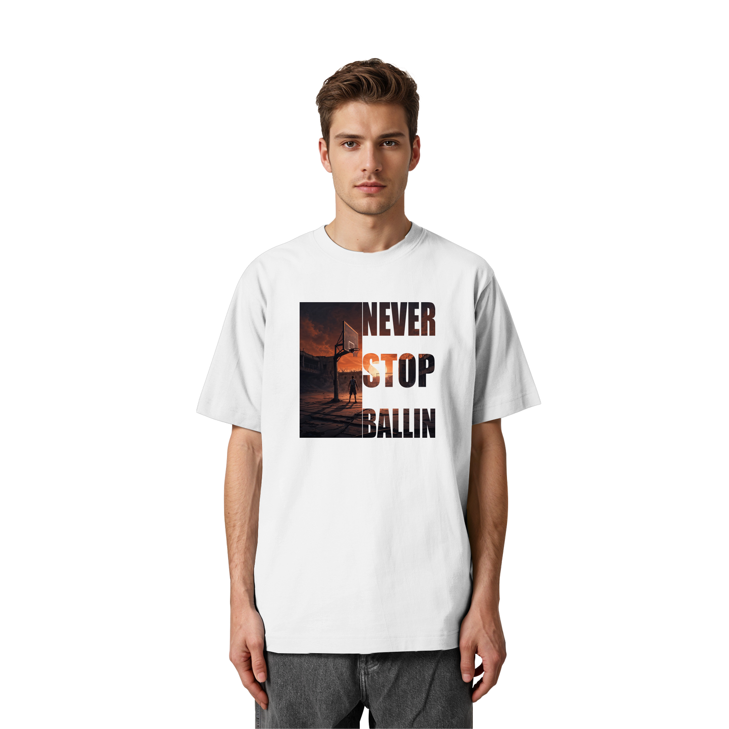 NEVER STOP BALLIN | Oversized Organic Shirt